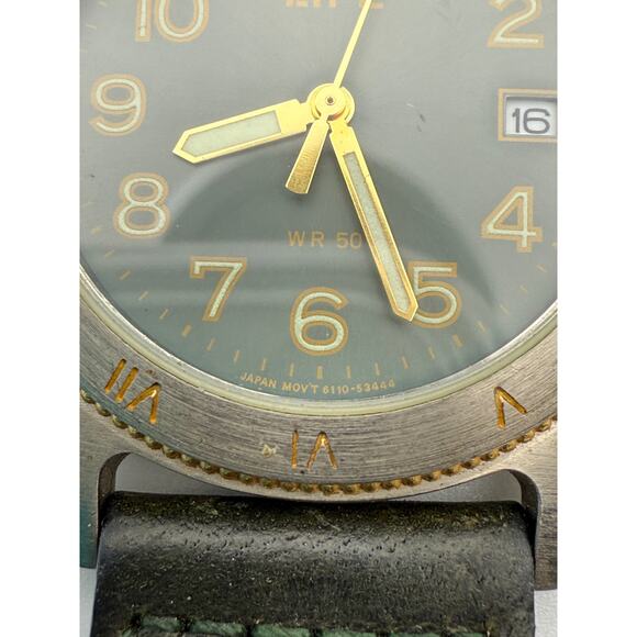 LIFE Quartz Watch Japan Movt Date Green Dial 37mm WR 50M Braided Strap - Picture 3 of 6